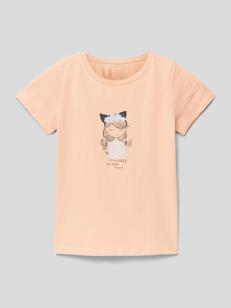 T-Shirt mit Motiv-Print in apricot