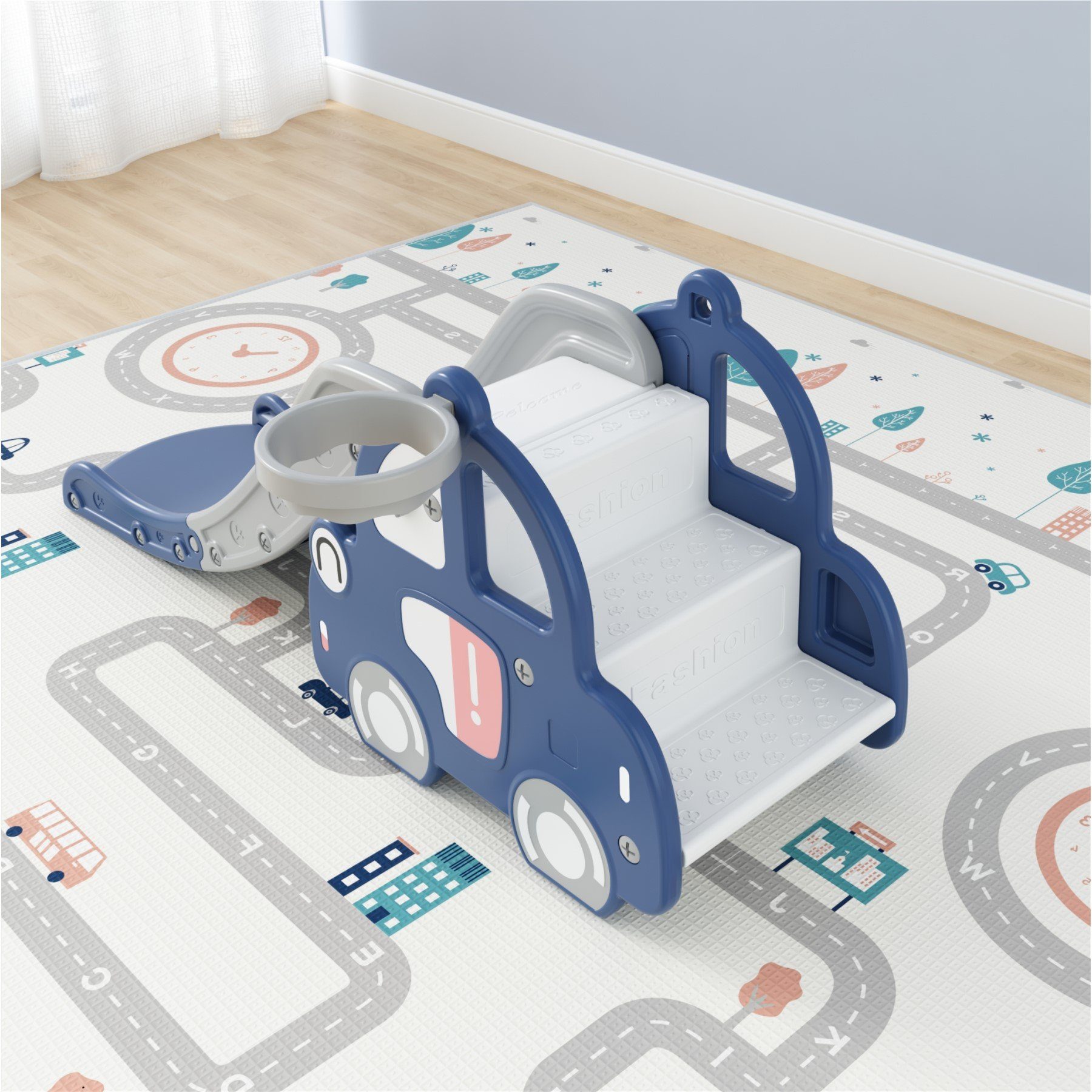 TikTakToo Indoor-Rutsche Zimmerrutsche Kleinkindrutsche Gartenrutsche, (Motoriktrainer, komplettes Spielset), klappbar, Spielcenter komplett mit Rutsche, Spielturm
