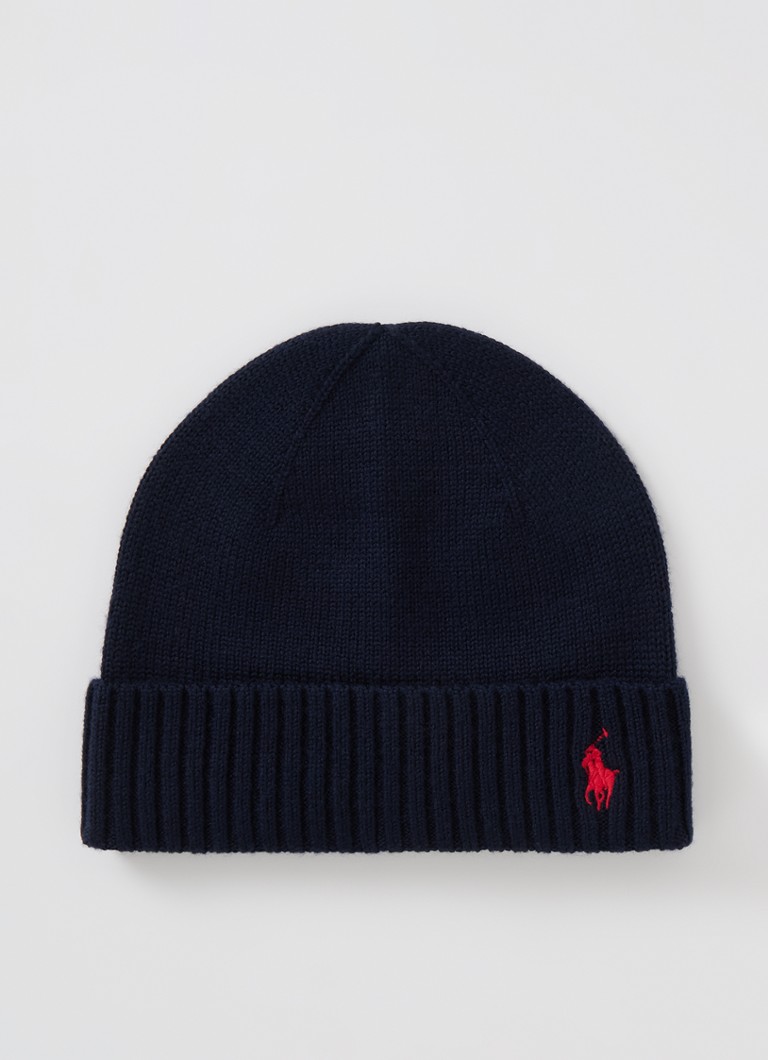 Berretto Ralph Lauren in lana pregiata con logo ricamato.