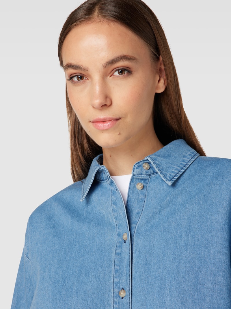 Jeansbluse mit Umlegekragen in jeans