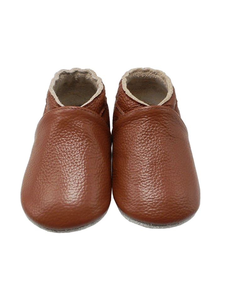 Yalion Leder-Krabbelschuhe in Dunkelbraun günstig kaufen