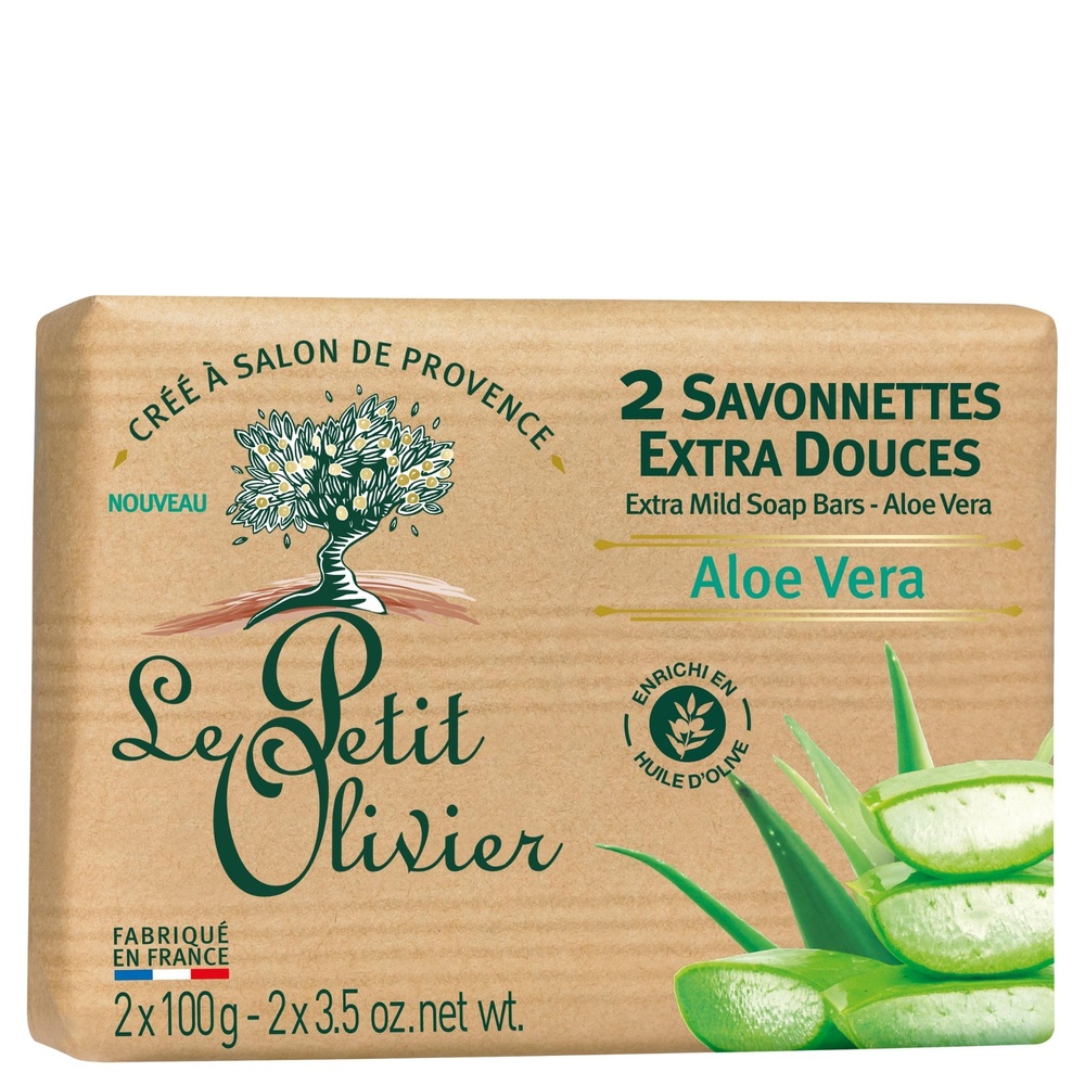 le petit olivier 2 Savonnettes Extra Douces Aloe Vera Savon Solide Extra Doux