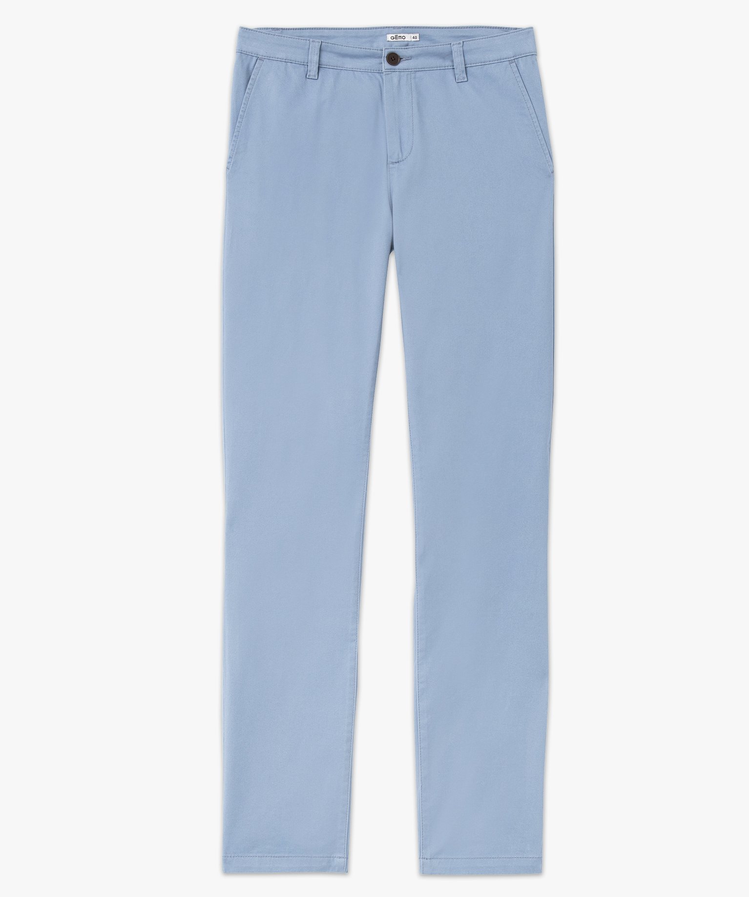 Pantalon chino en coton stretch uni homme bleu | GEMO