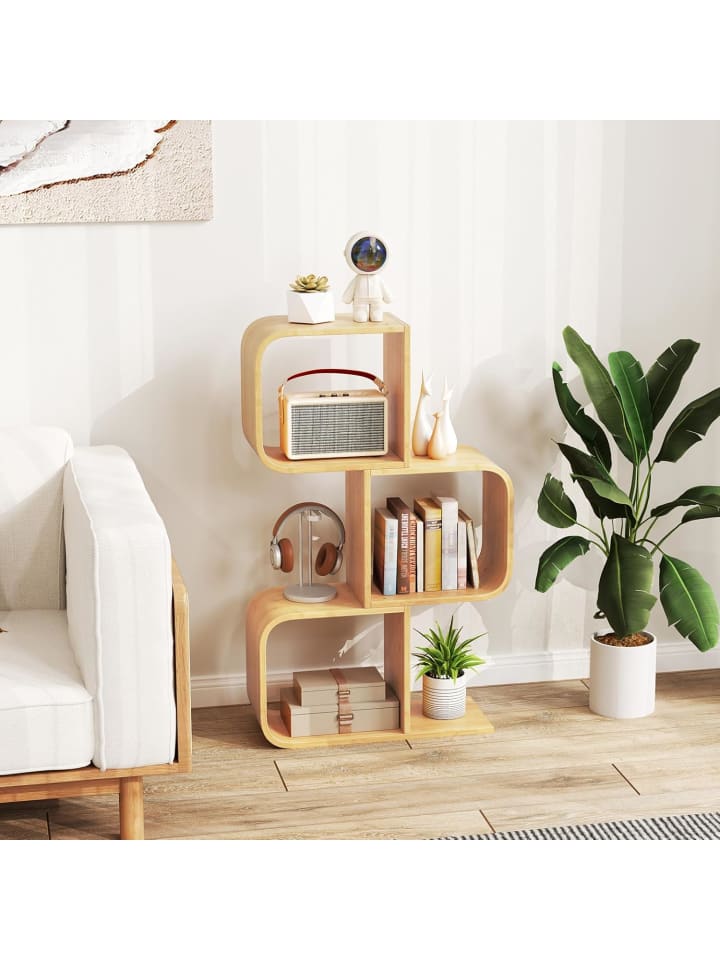 COSTWAY Bücherregal S-förmig 100cm in Hellbraun günstig kaufen onesize