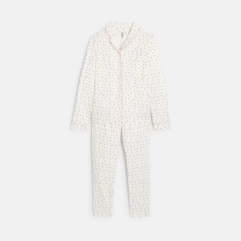 Pyjama en flanelle imprimée rose fille