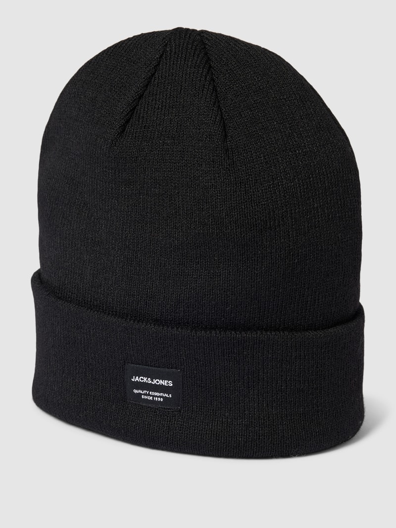 Beanie mit Label-Detail Modell 'DNA' in schwarz