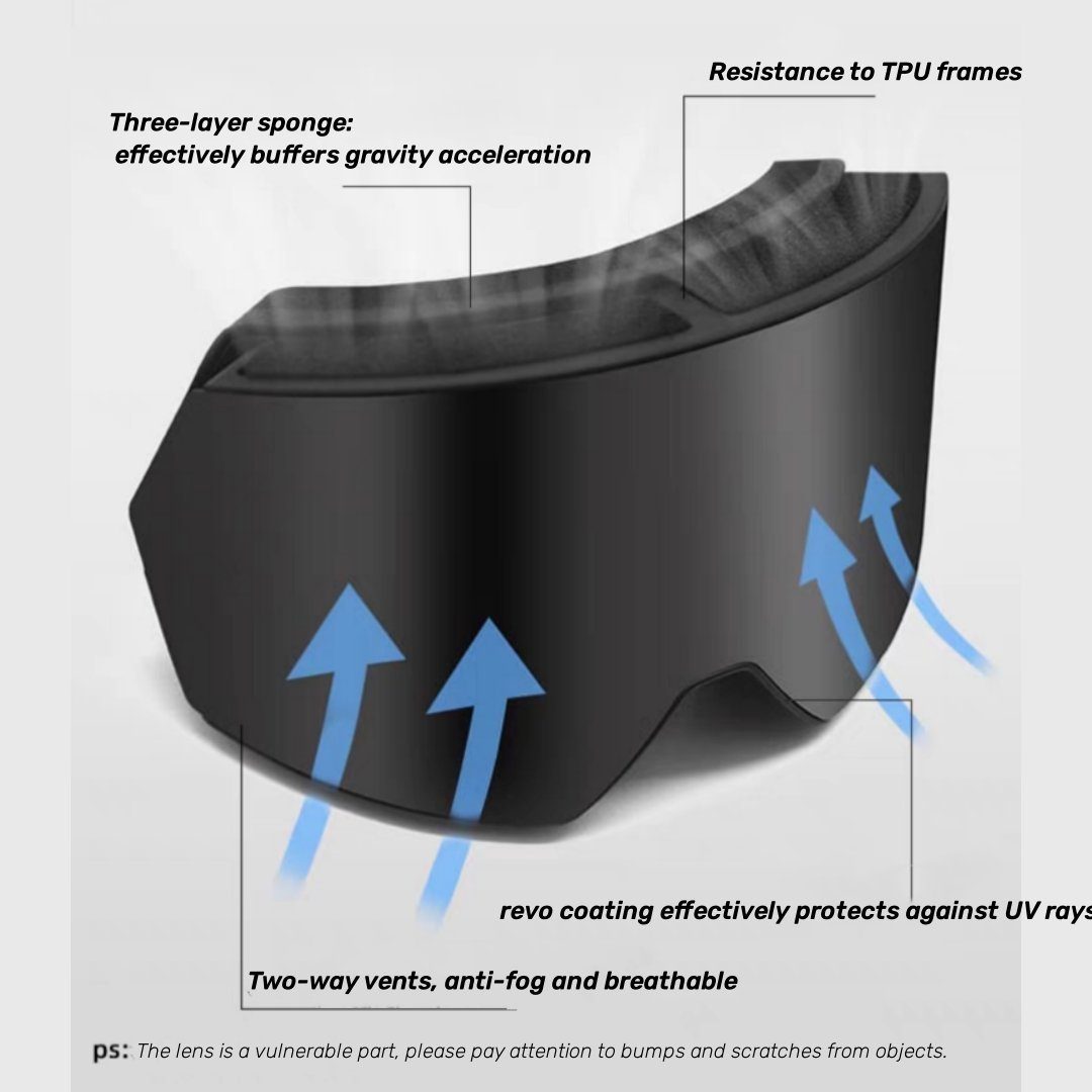 Lamon Skibrille OTG Ski Goggles-Over Glasses Ski/Snowboard Goggles, for Men,Women&Youth-100% UV Protection
