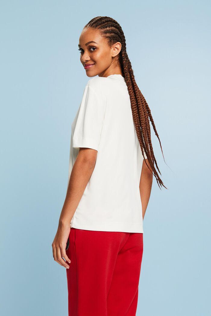 Jersey-T-Shirt mit Stehkragen