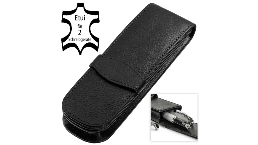 ONLINE Lederetui classic black für 2 Stifte