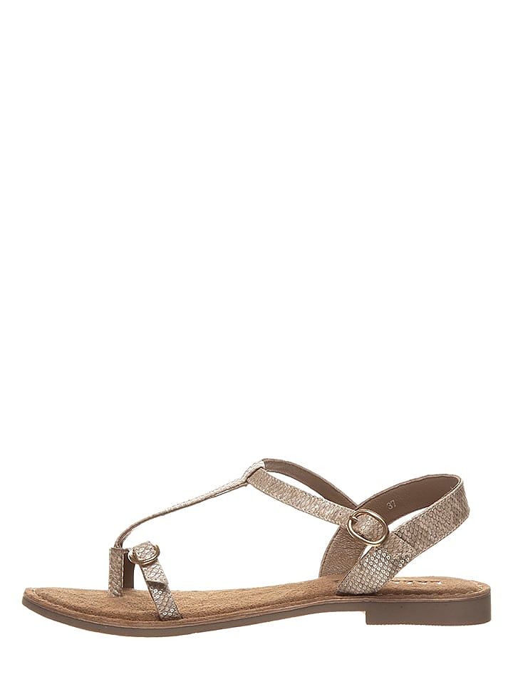 Lazamani Leder-Zehentrenner in Beige günstig kaufen 38