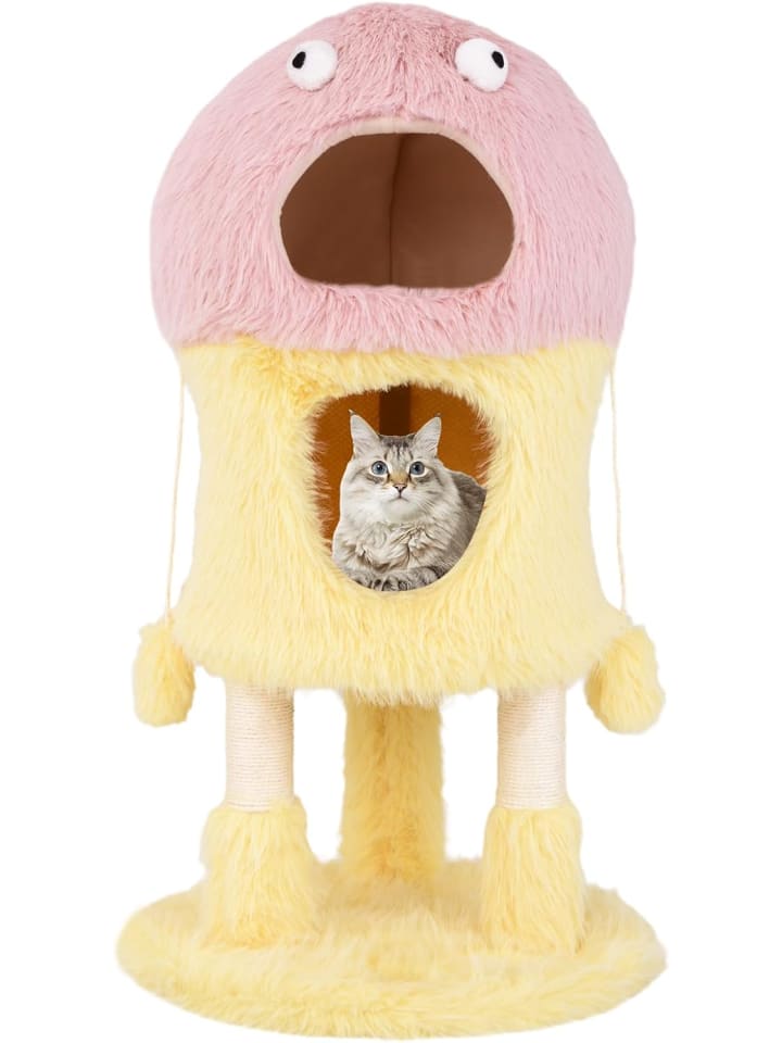 COSTWAY Kratzbaum Klein 93cm Monster-Thema in Rosa günstig kaufen onesize