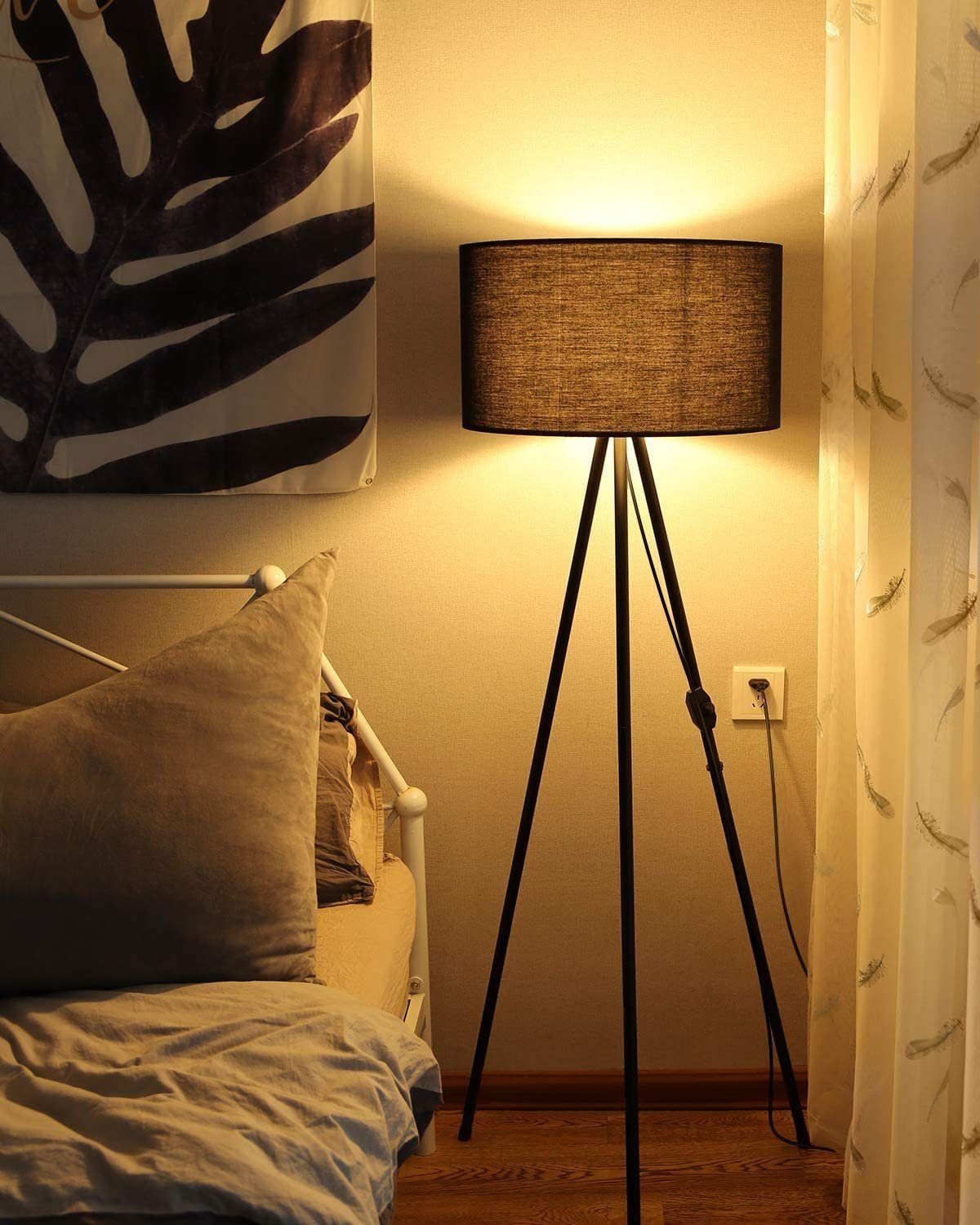 Tomons LED Stehlampe Dimmbar, Stehleuchte mit Dreibeinstativ aus Metall, LED fest integriert