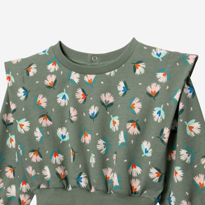 Robe bébé fille trompe-l'oeil herbier verte Catimini