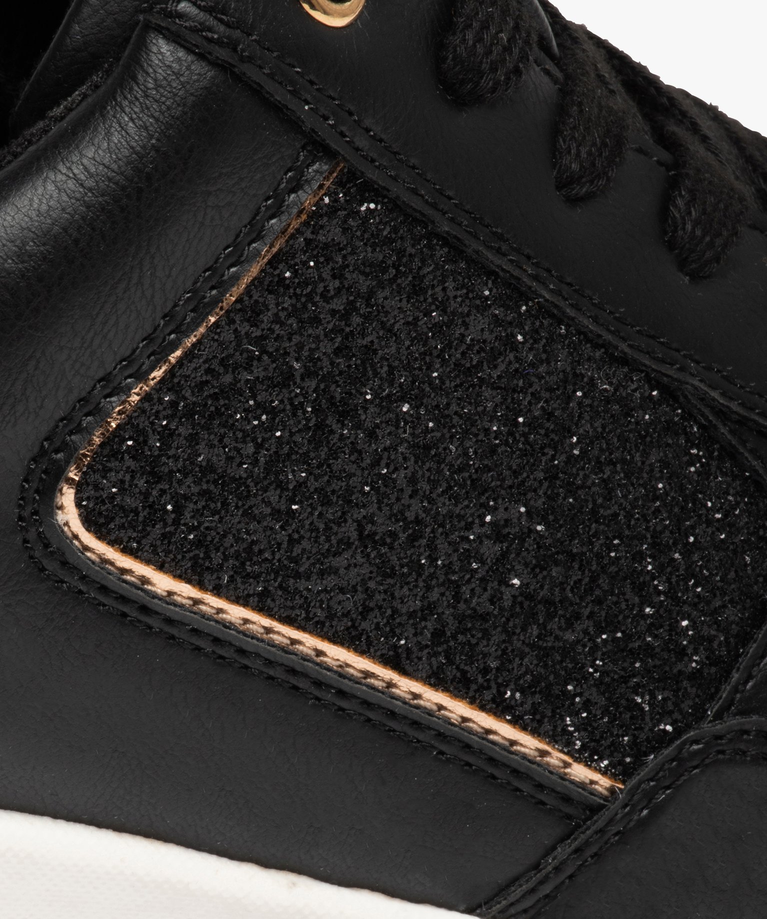 Baskets femme compensées à détail pailletés noir | GEMO