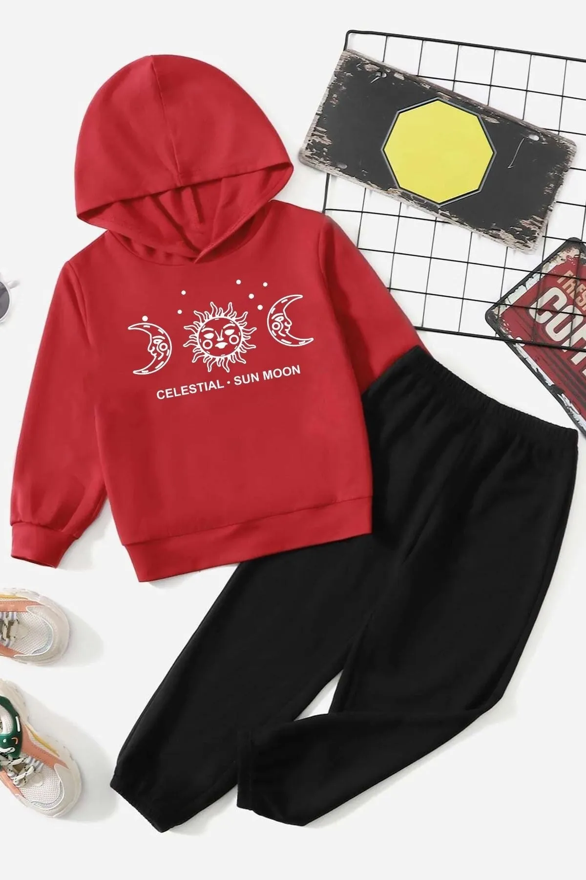 uyguntarz  Sun Moon-Trainingsanzug-Set für Kinder