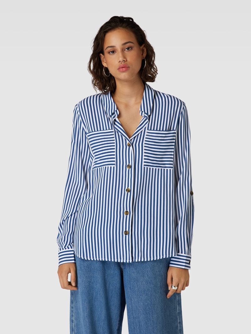 Bluse aus Viskose mit verlängertem Rücken Modell 'YASMIN' in blau