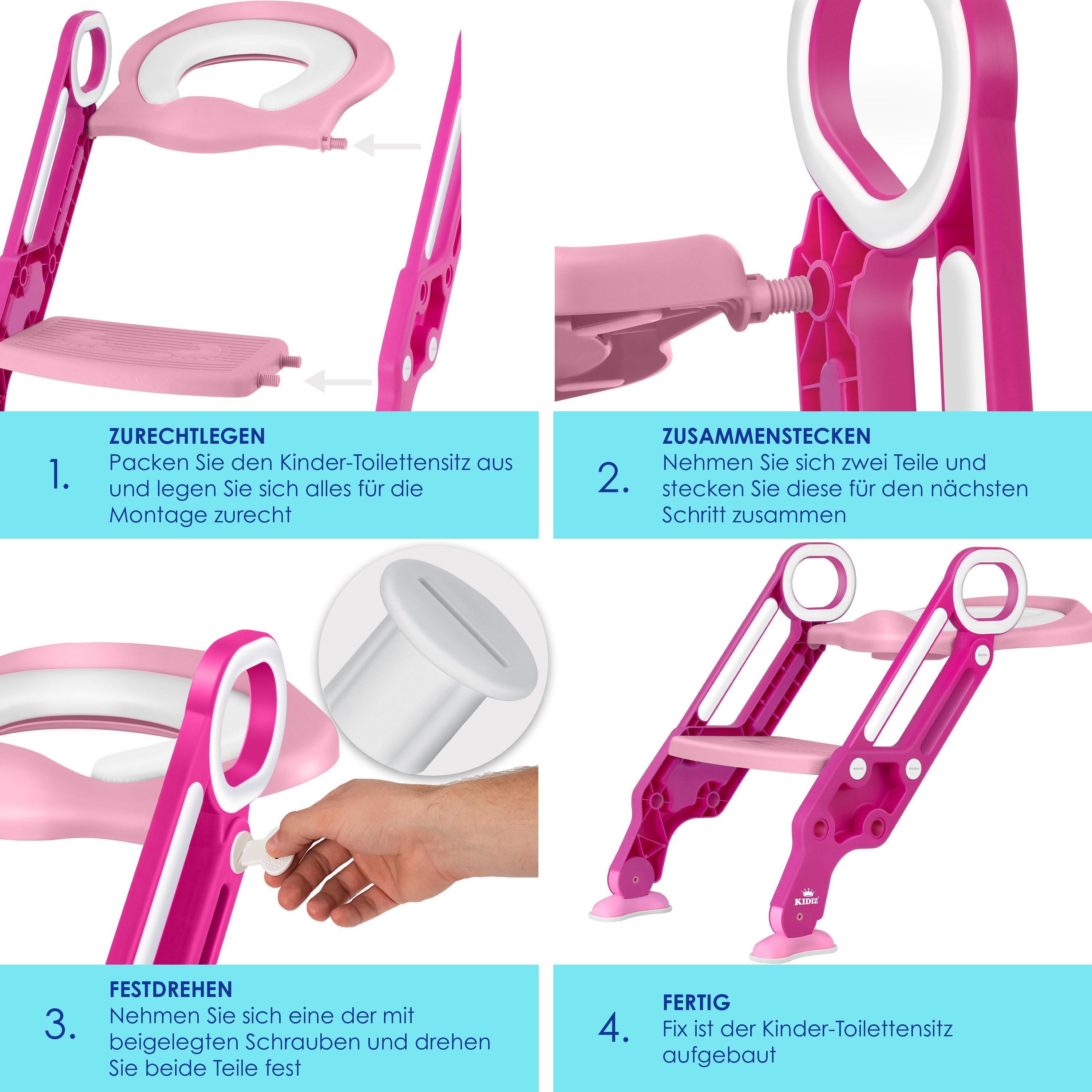 KIDIZ Kinder-WC-Sitz, Kinder Toilettensitz Toilettentrainer mit Treppe und Griffe