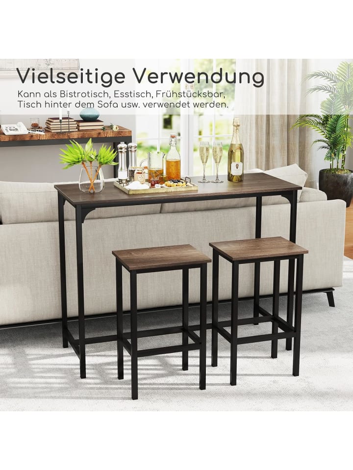 COSTWAY Bartisch mit Barhocker Set in Taupe günstig kaufen onesize