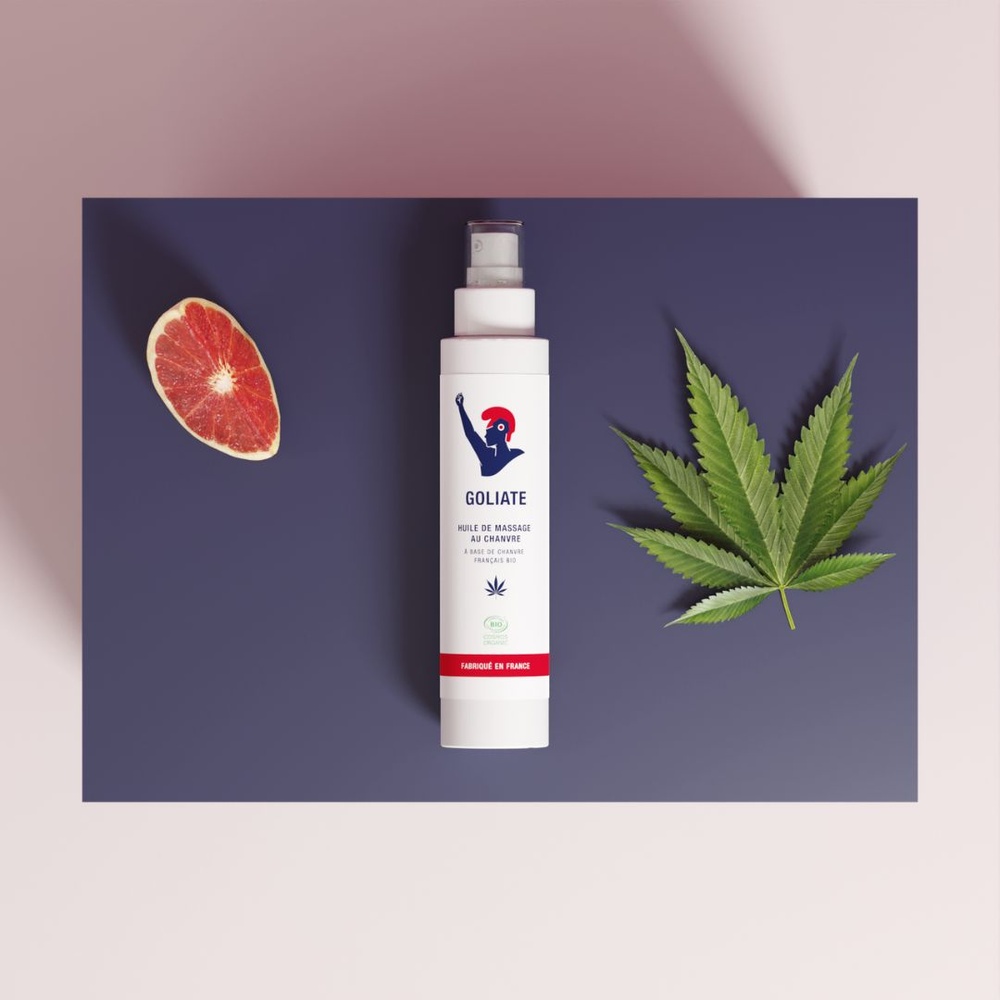 goliate Huile de massage au chanvre français huile de massage