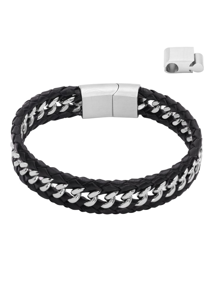 Steel_Art Herrenarmband Lederarmband Henny in schwarz günstig kaufen