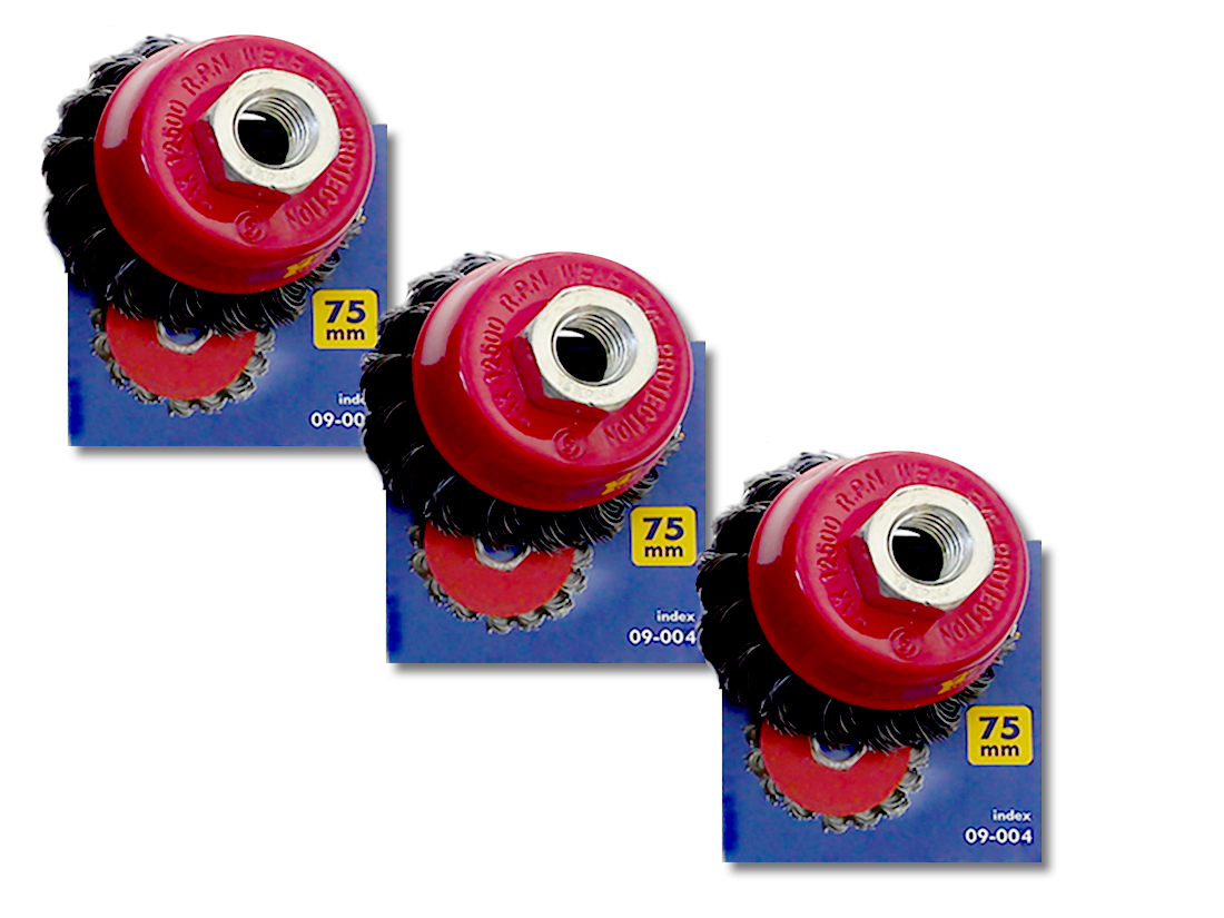 Vago-Tools Topfbürste Drahtbürste 75mm Bürste gezopft Winkelschleifer & Flex 1x