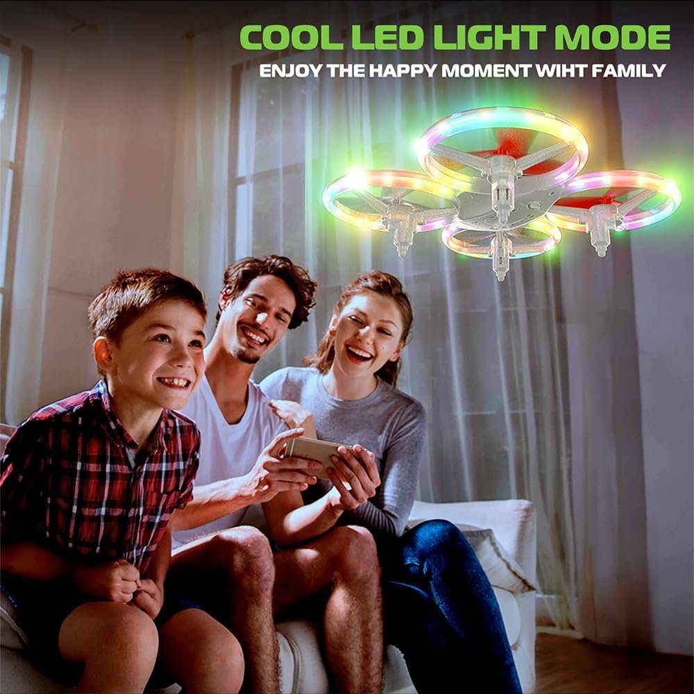 OBEST Mini Drohne für Kinder RC Quadrocopter mit coole LED Lichter Drohne (mit 2 modulare Akkus 3D Flips HöhehaltenundKopflosemModus Höhenhaltung)