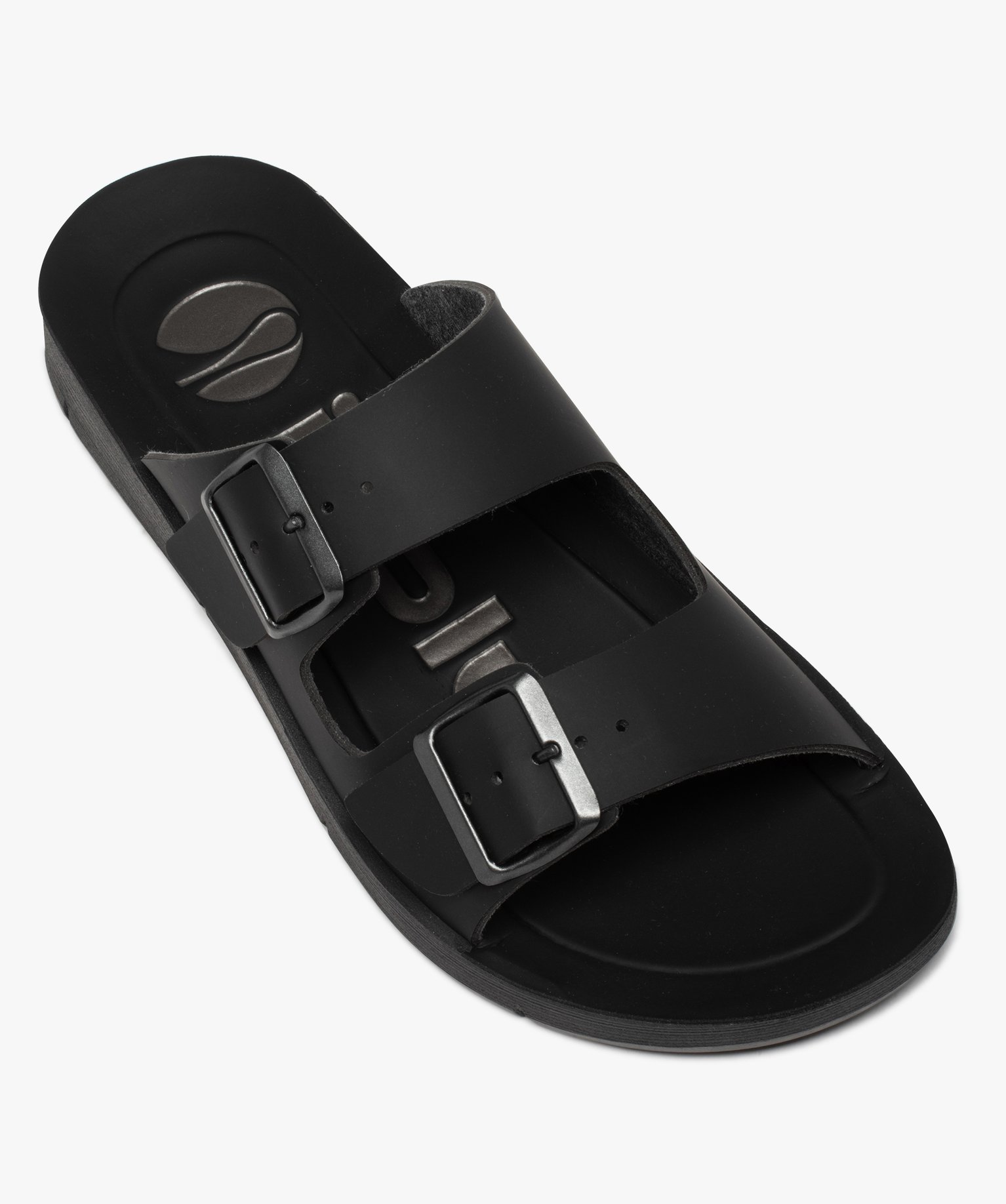 Mules homme confort unies à brides ajustables noir | GEMO