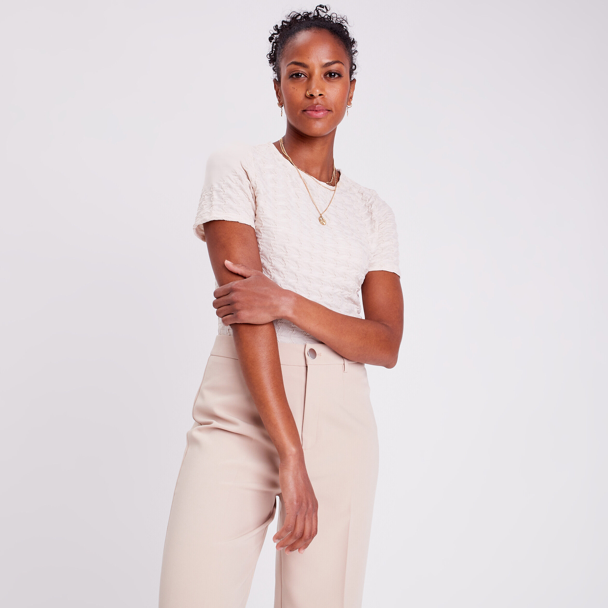T-shirt manches courtes beige femme | Cache Cache