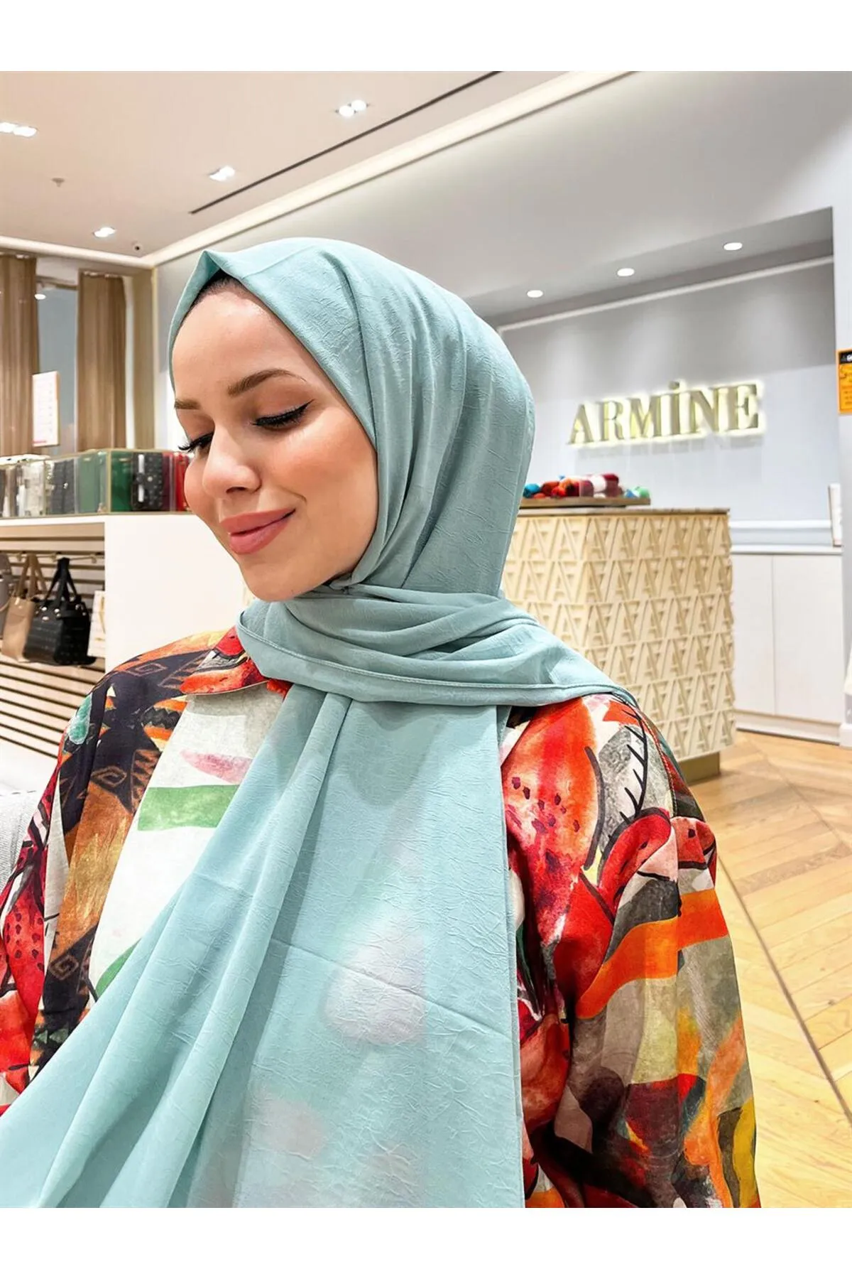Armine  Trend Crinkle Chiffon-Schal – Atskrn-33 – Mintgrün