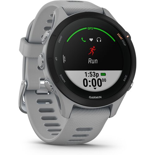 FORERUNNER® 255S HELLGRAU/SCHWARZ MIT SCHNELLWECHSELSILIKON-ARMBAND 18 MM