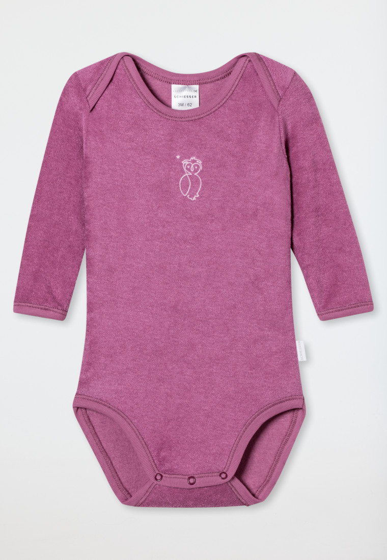 Babybody langarm unisex Frottee Modal Eule malve - Natural Love