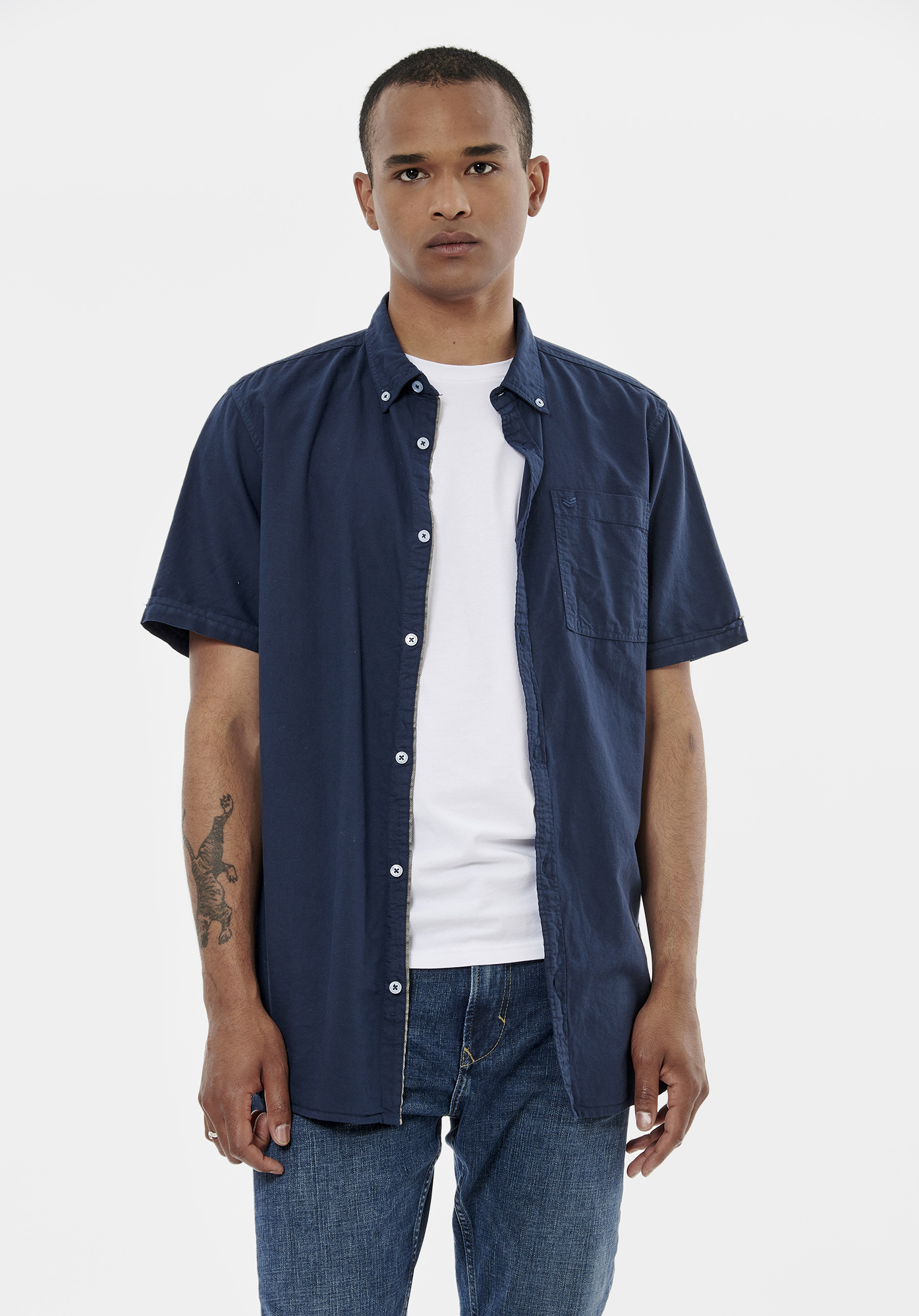 TOMAK  Chemise bleue marine homme 100% coton