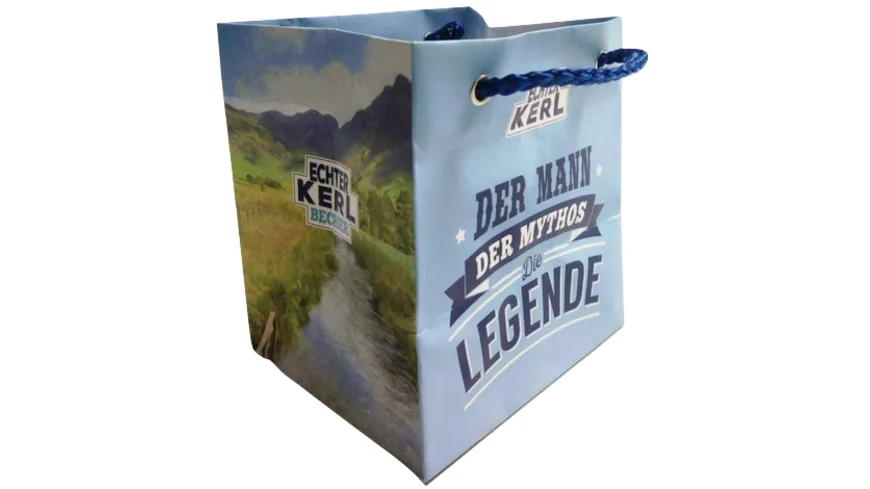 H&H Echter Kerl Emaille-Becher Geschenktasche
