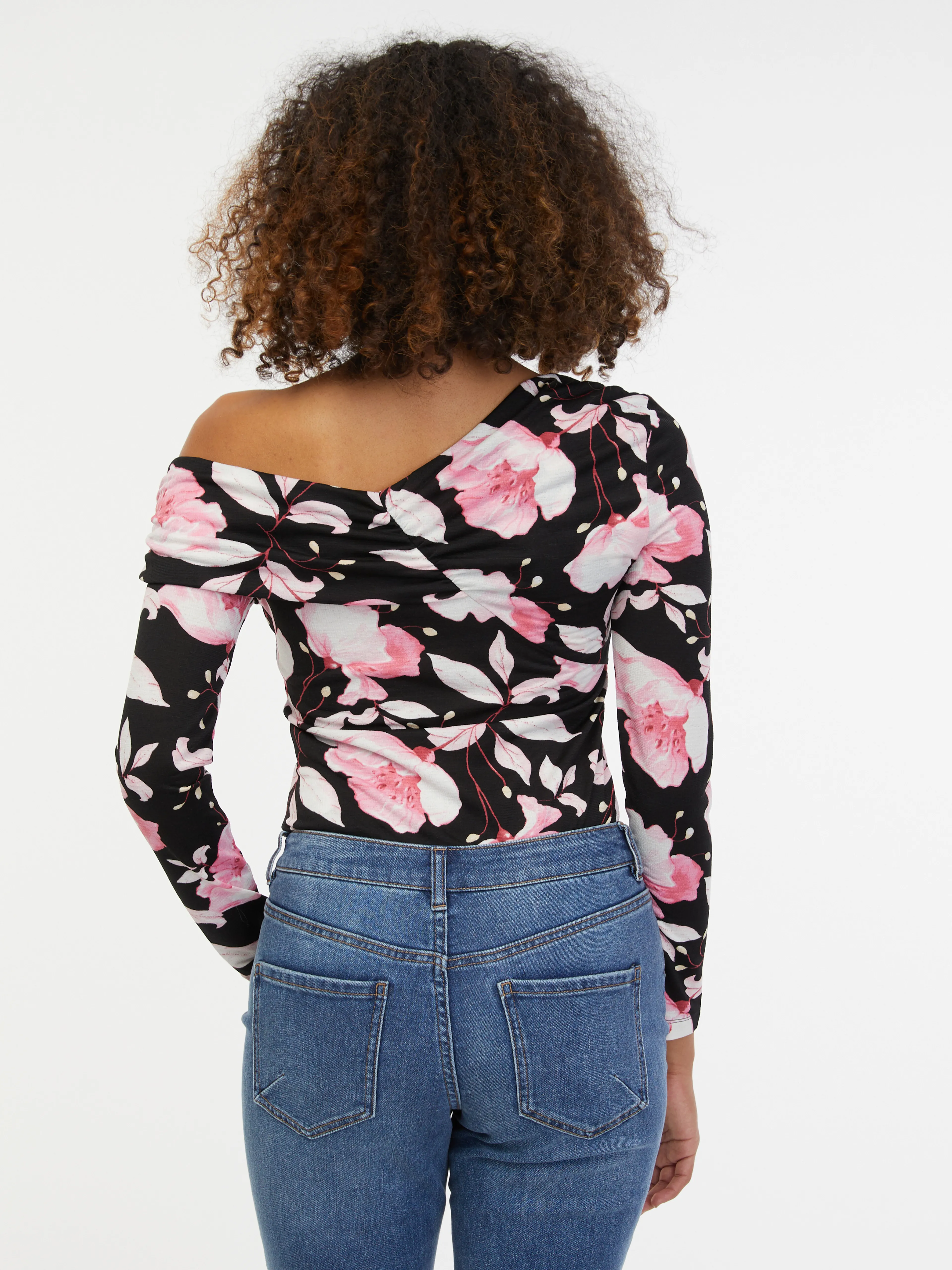 Rosa und schwarzes Damen-Blumen-Top ORSAY