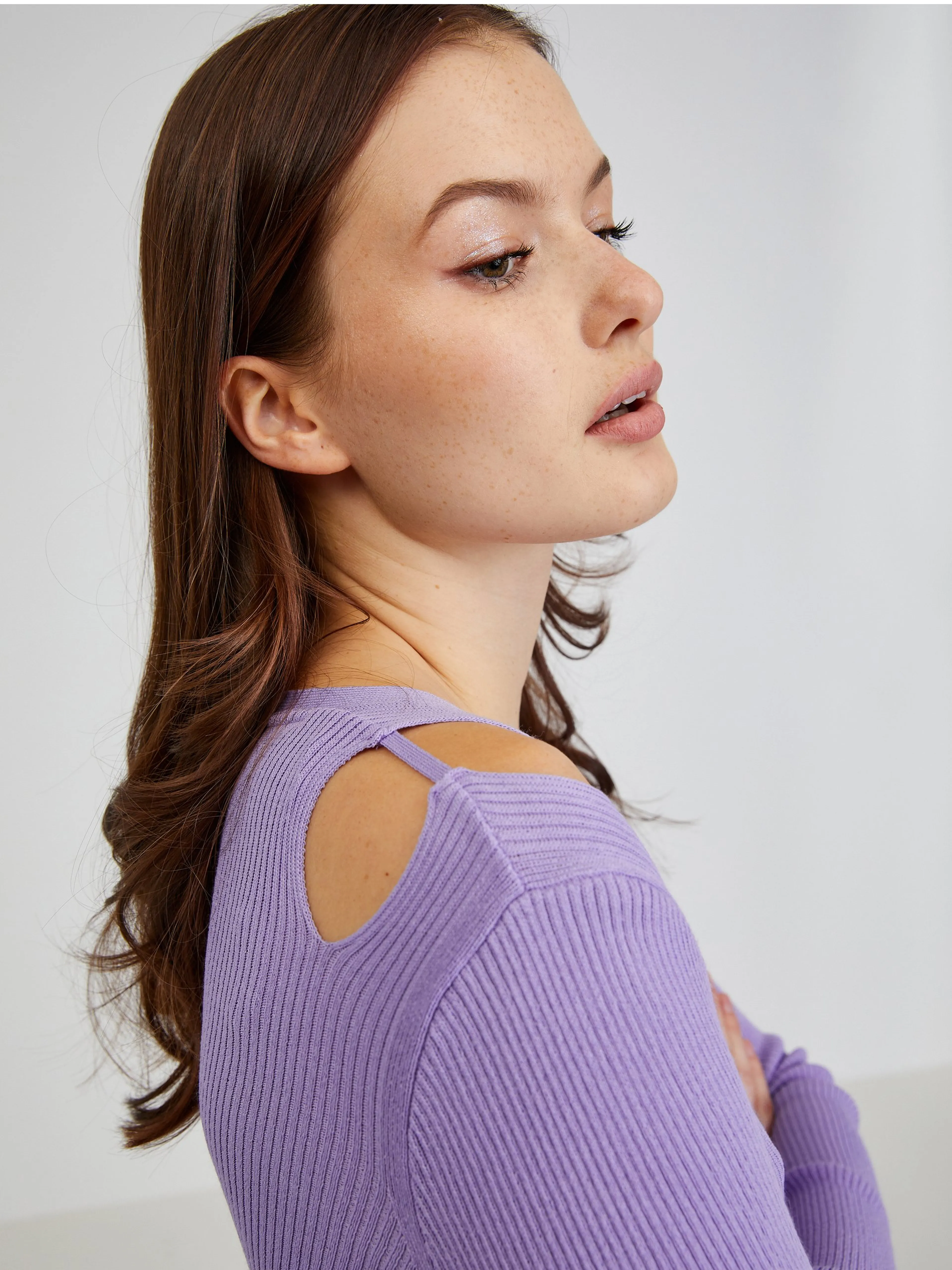 Lila Damen Cardigan mit Ausschnitten ORSAY