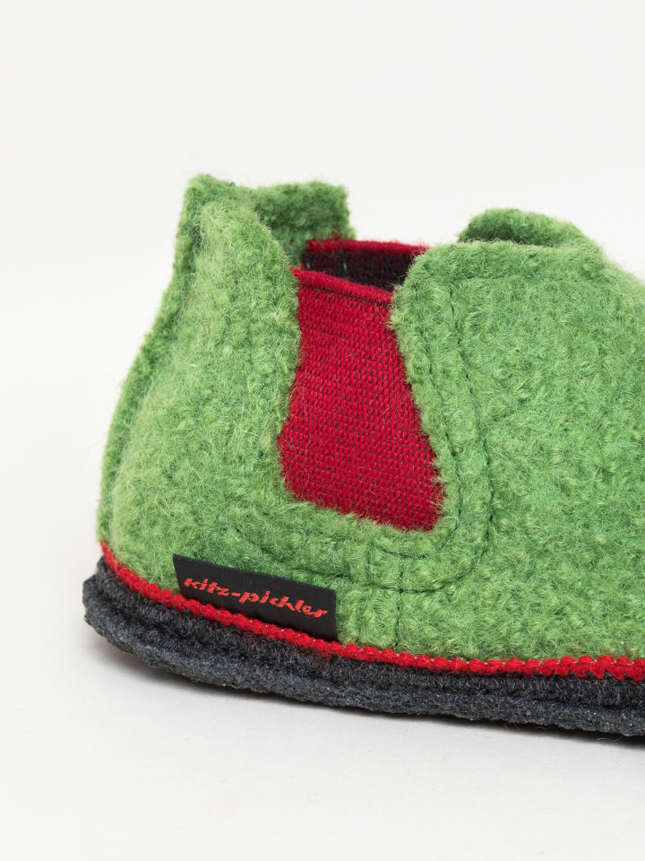 kitz-pichler Hausschuh Hütten-Chelsea in grasgrün/rot günstig kaufen