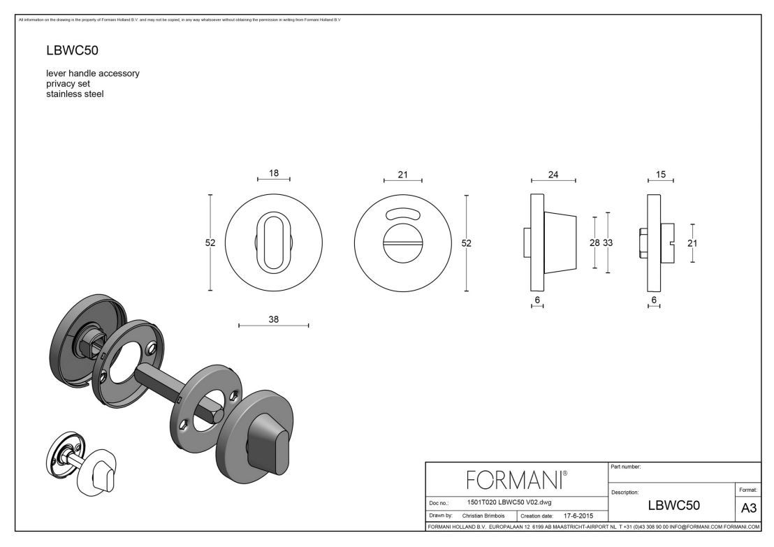 Formani 1501T021BRXXUZI BASICS LBWC50D WC komplet brez indikatorja, vključno z bronastimi zatiči za stranišče 5/6/7/8