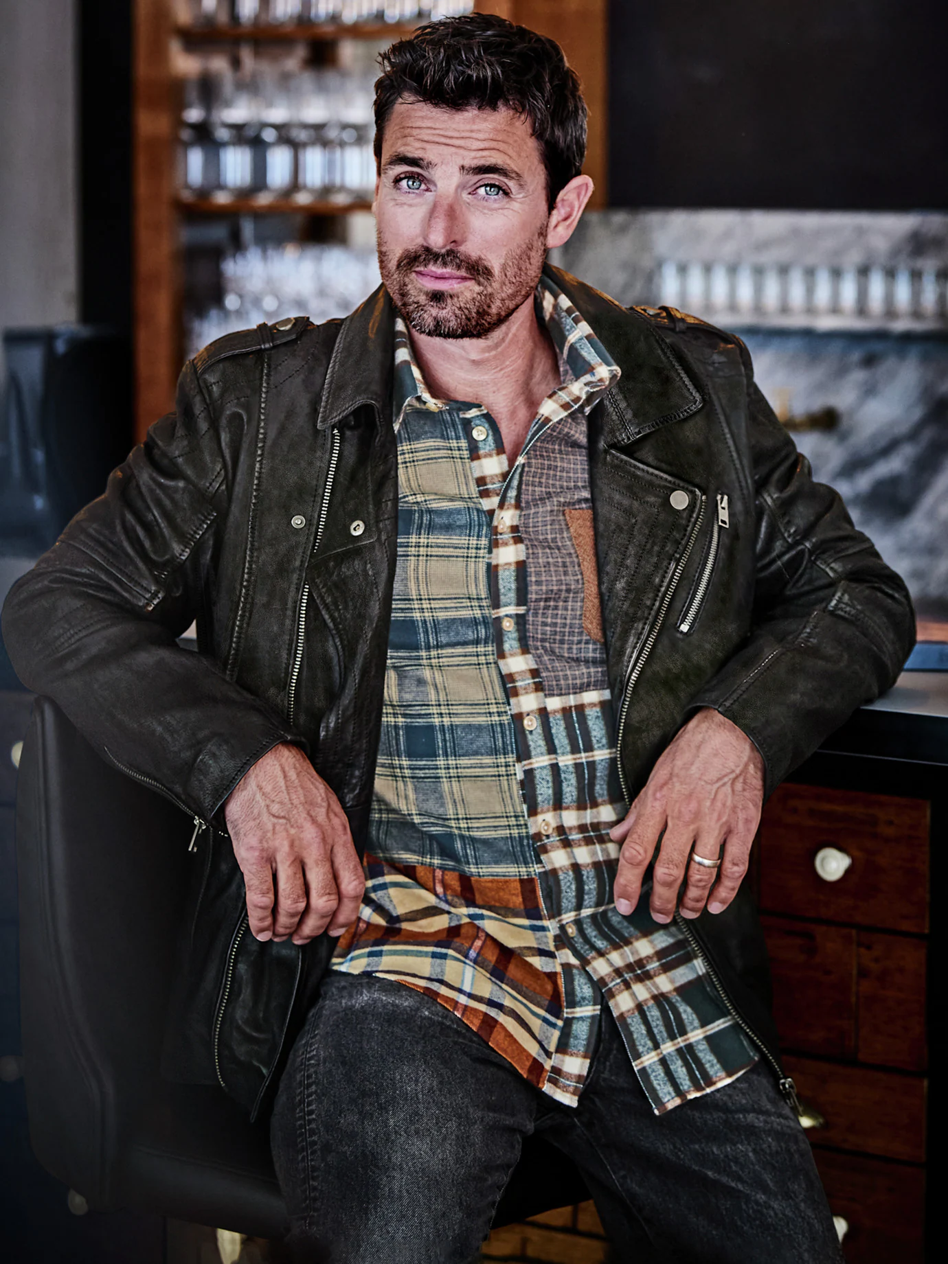 Gewaschene Bikerjacke