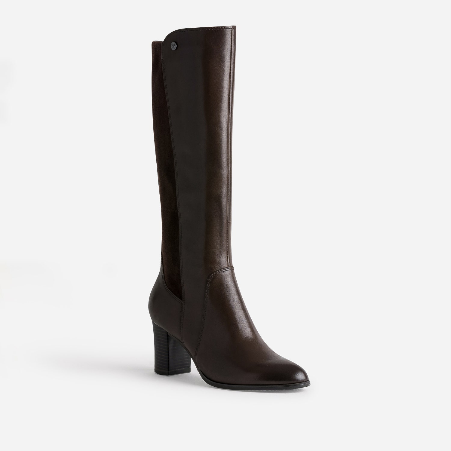 Botte CAPRICE marron en cuir bi matière