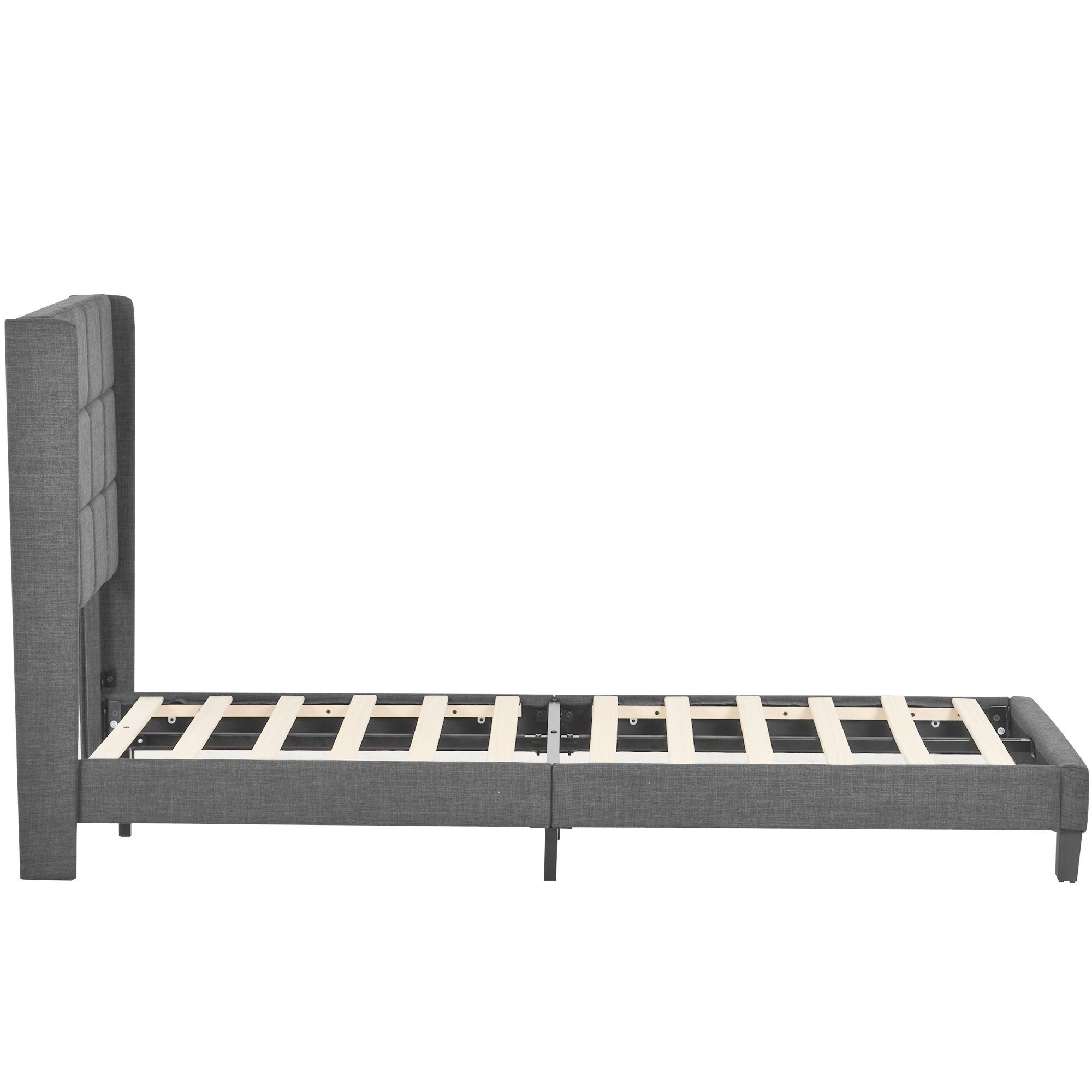 Flieks Polsterbett (1-tlg), Einzelbett Holzbett Leinen 90x200cm ohne Matratze