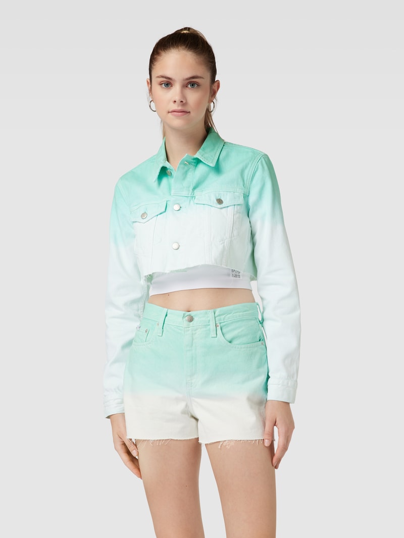 Cropped Jeansjacke mit Label-Detail Modell 'EXTREME' in hellblau
