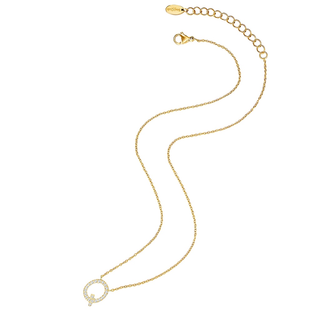 EASTSIDE Collier en acier inoxydé Lettre Q Acier inoxydable Oxyde de zirconium (CZ) en Or  collier