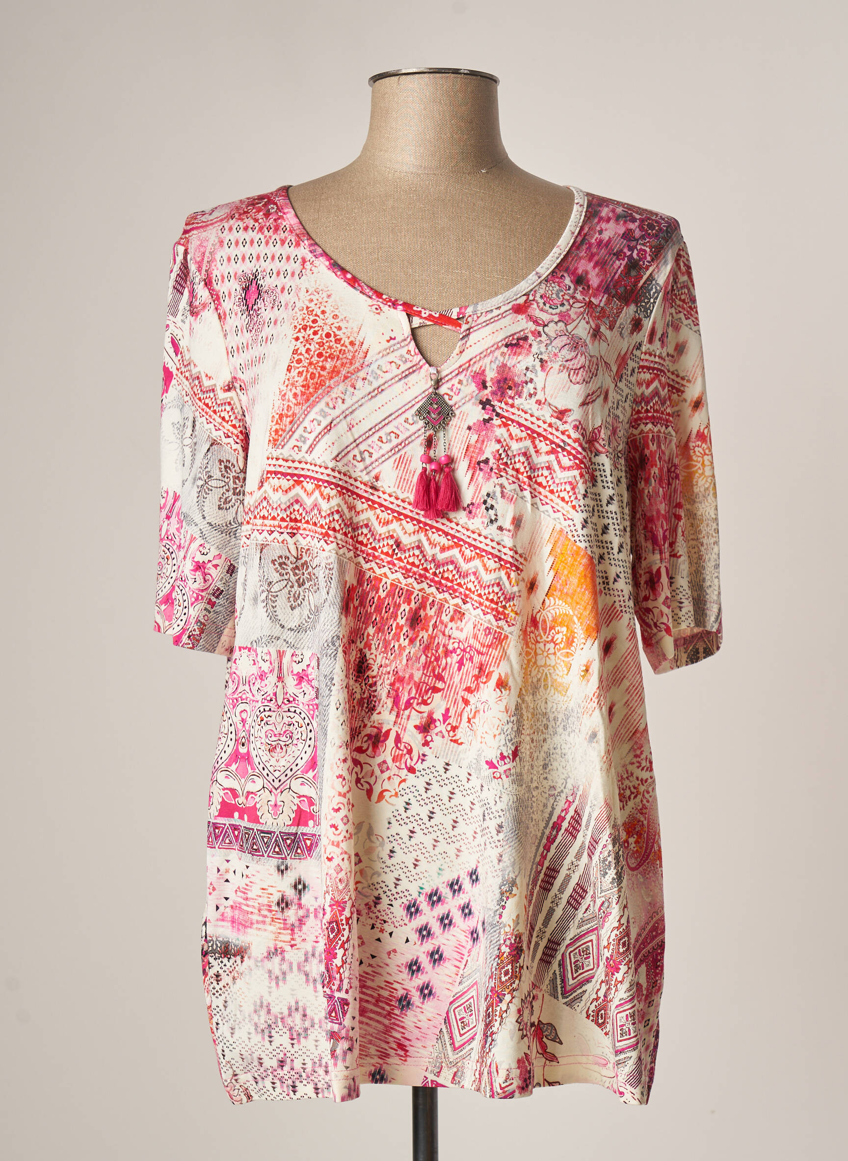 Chalou Tuniquemanchecourte Femme couleur rose