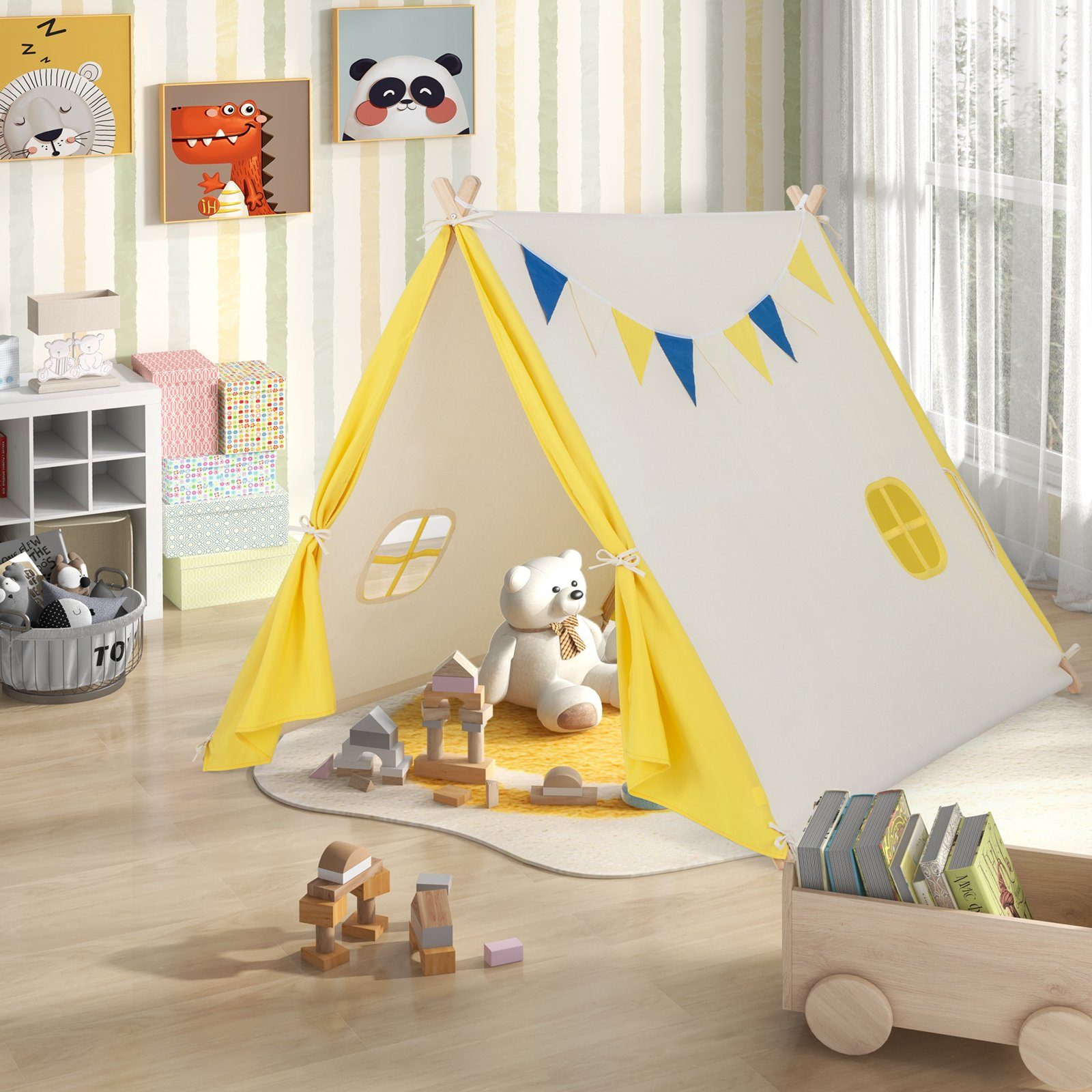 COSTWAY Tipi-Zelt Kinder Spielzelt, Personen: 2, 137 x 145 x 121 cm