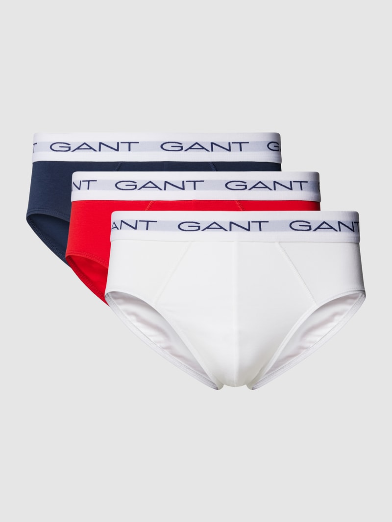 Slip mit elastischem Logo-Bund im 3er-Pack in rot
