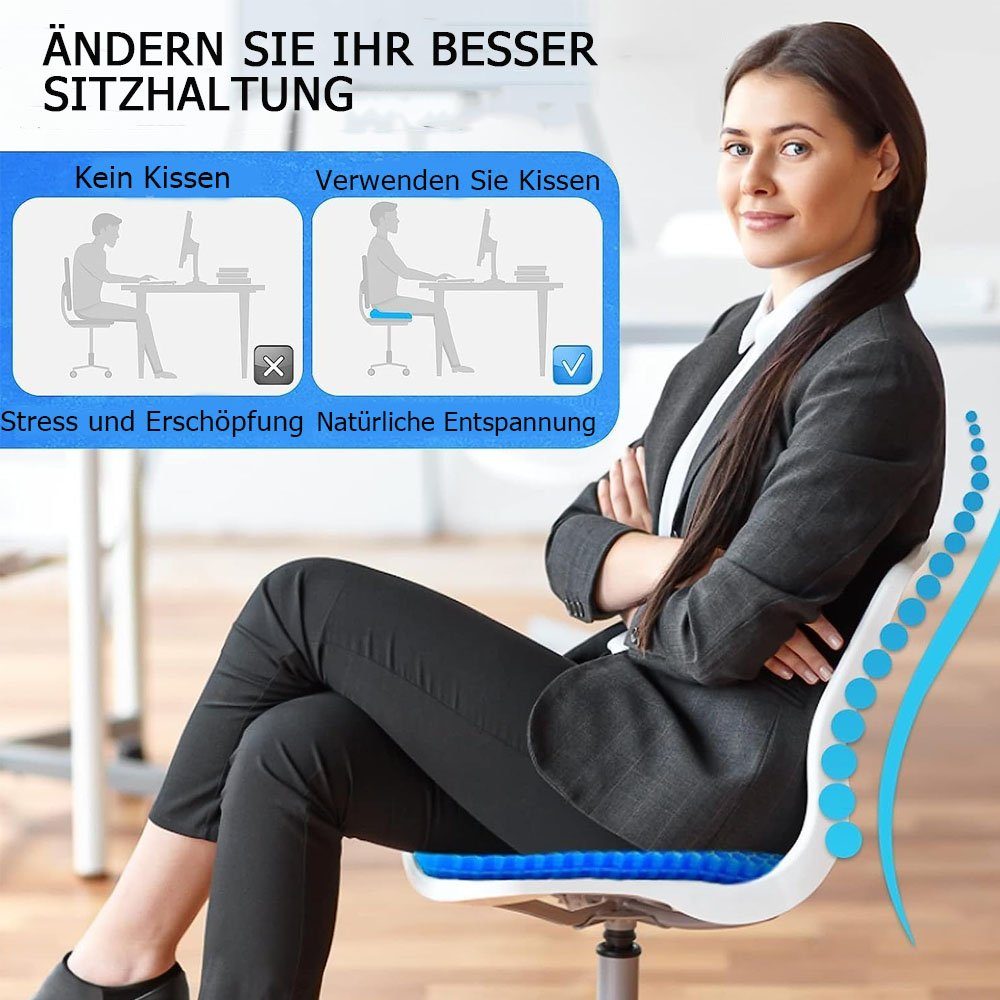 Sarfly Stuhlkissen Gel Sitzkissen Orthopädisches Sitzkissen Verdickung Sitzkissen, Atmungsaktiv Entlastet Hüftmüdung für Auto, Büro & Rollstuhl Kissen