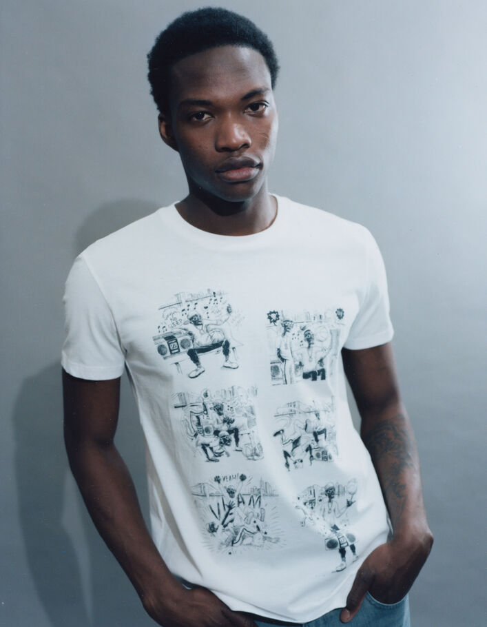 T-shirt blanc bio visuel BD Hip Hop Homme