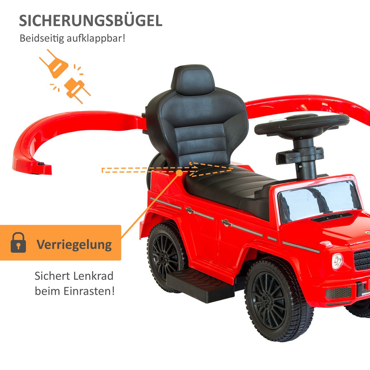 Lemodo Rutschauto mit Schiebstange Mercedes ab 1 Jahr, rot