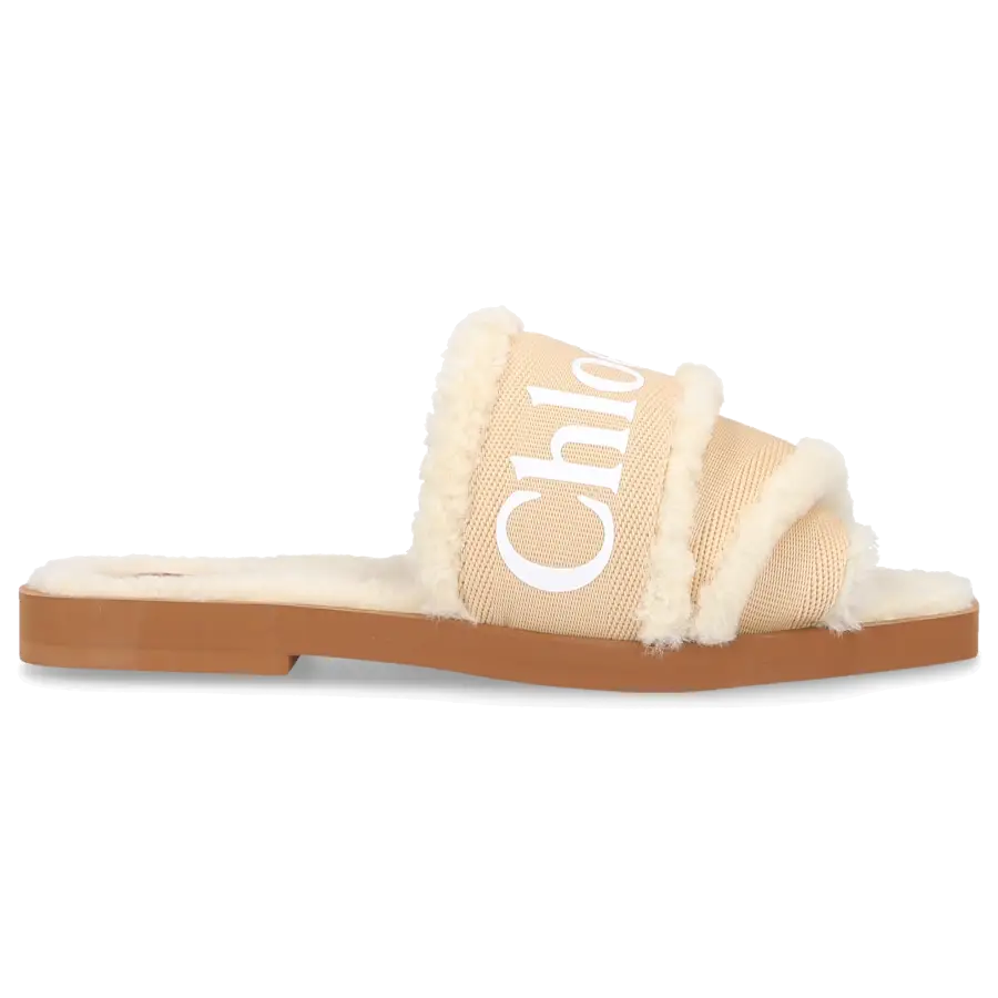 Chloé - Hausschuhe WOODY Textil - beige