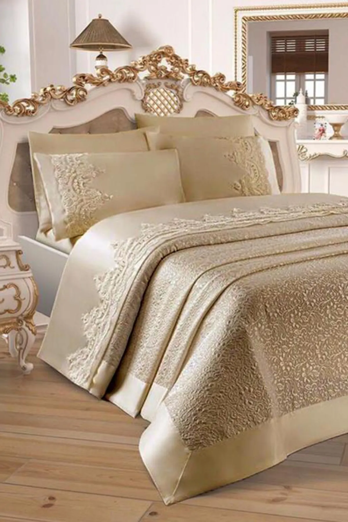 Çeyiz Diyarı  Çeyizdiyari French Guipure Diana Pike Set 3 Stück Beige